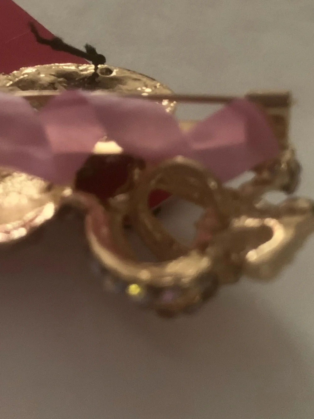 Betsey Johnson Pink Crystal Heart with Gold Crown Pendant